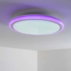 Plafonnier Bermeo Led Blanc, 2 Lumieres, Telecommandes, Changeur De Couleurs