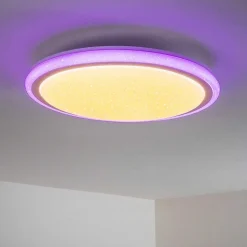 Plafonnier Bermeo Led Blanc, 2 Lumieres, Telecommandes, Changeur De Couleurs