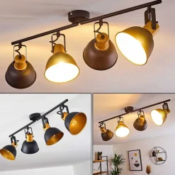 Plafonnier Blackburn Noir Dore, 4 Lumieres