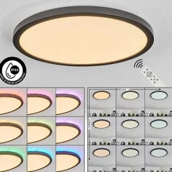 Plafonnier Boyero Led Noir, 2 Lumieres, Telecommandes, Changeur De Couleurs