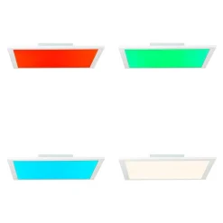 Plafonnier Brilliant Atira Led Blanc, 1 Lumiere, Telecommandes, Changeur De Couleurs