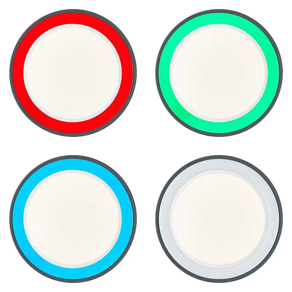 Plafonnier Brilliant-Leuchten Tessy Led Noir, 1 Lumiere, Telecommandes, Changeur De Couleurs