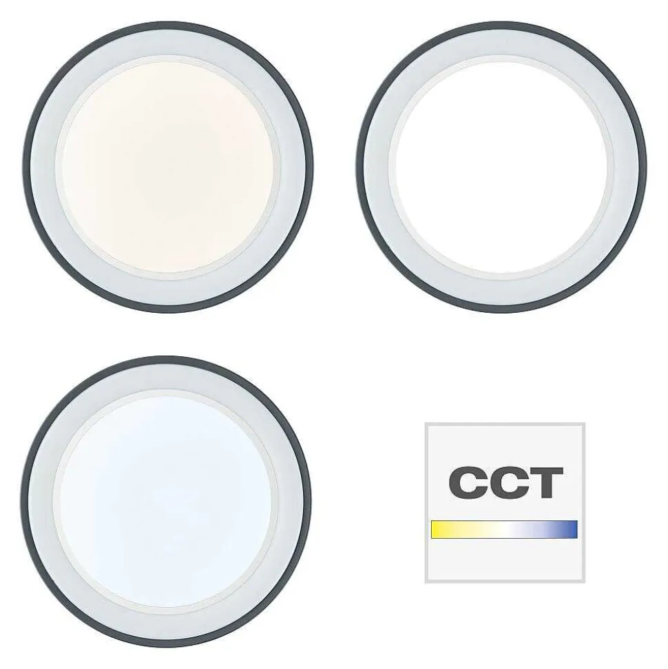 Plafonnier Brilliant-Leuchten Tessy Led Noir, 1 Lumiere, Telecommandes, Changeur De Couleurs