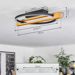 Plafonnier Carcano Led Ecru, Noir, 1 Lumiere