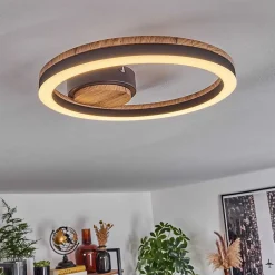 Plafonnier Cascada Led Brun, Couleur Bois, Noir, 1 Lumiere