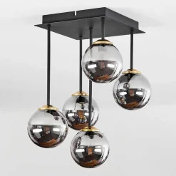 Plafonnier Chehalis Laiton, Noir, 5 Lumieres