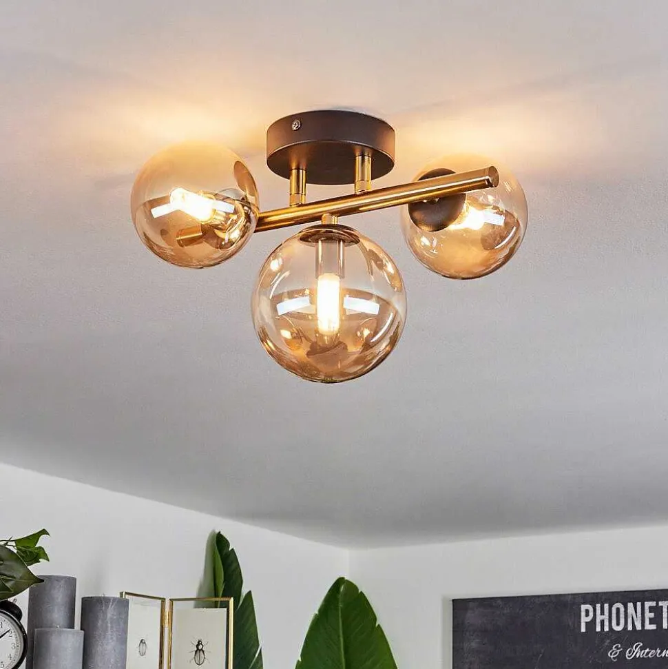 Plafonnier Chehalis Led Laiton, Noir, 3 Lumieres