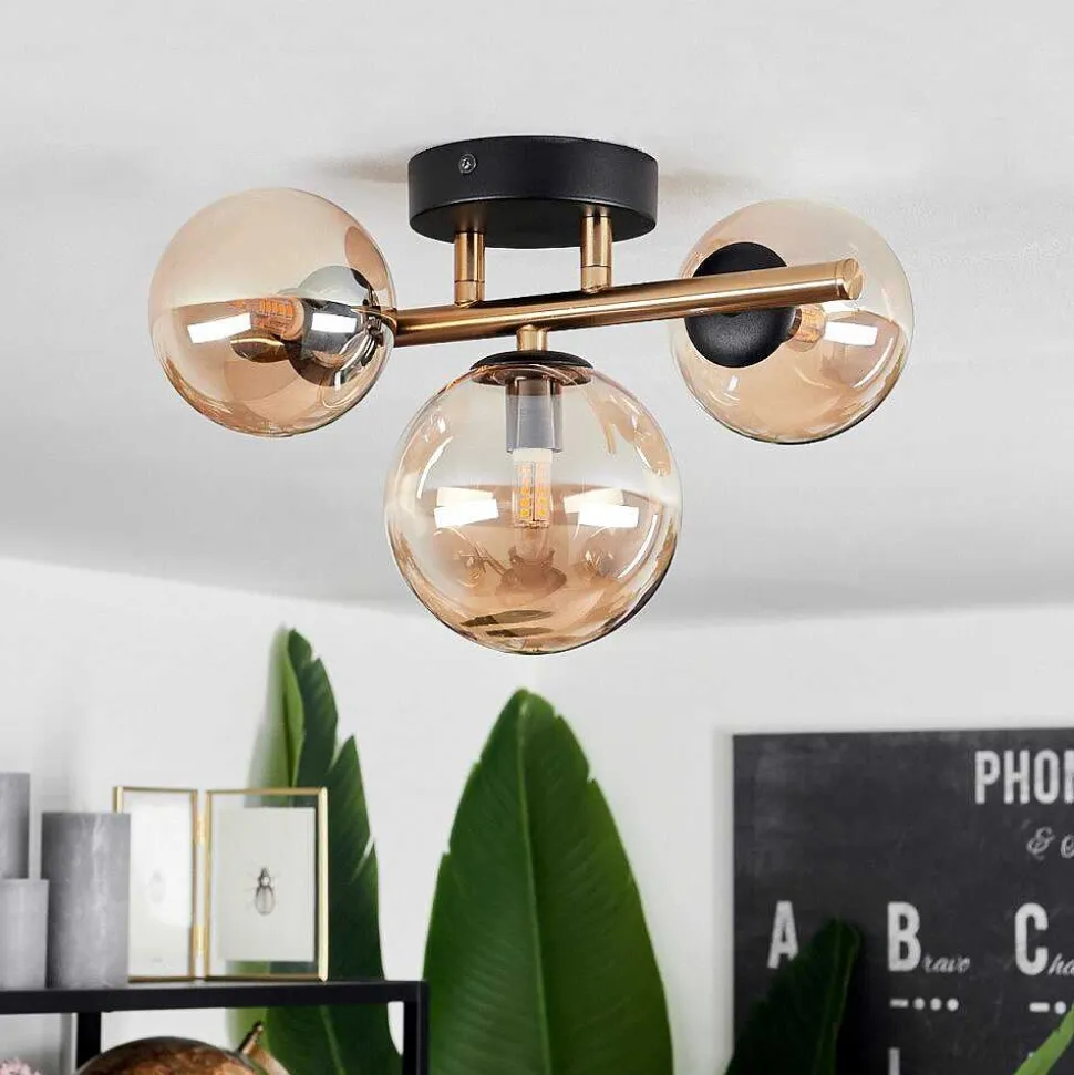 Plafonnier Chehalis Led Laiton, Noir, 3 Lumieres