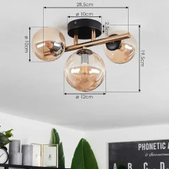 Plafonnier Chehalis Led Laiton, Noir, 3 Lumieres