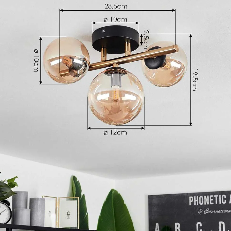 Plafonnier Chehalis Led Laiton, Noir, 3 Lumieres