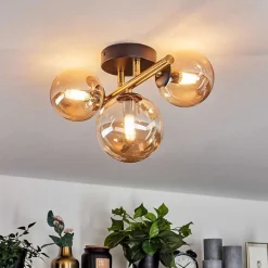 Plafonnier Chehalis Led Laiton, Noir, 3 Lumieres