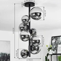 Plafonnier Chehalis Noir, 8 Lumieres