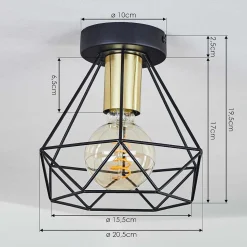 Plafonnier Denno Or, Noir, 1 Lumiere