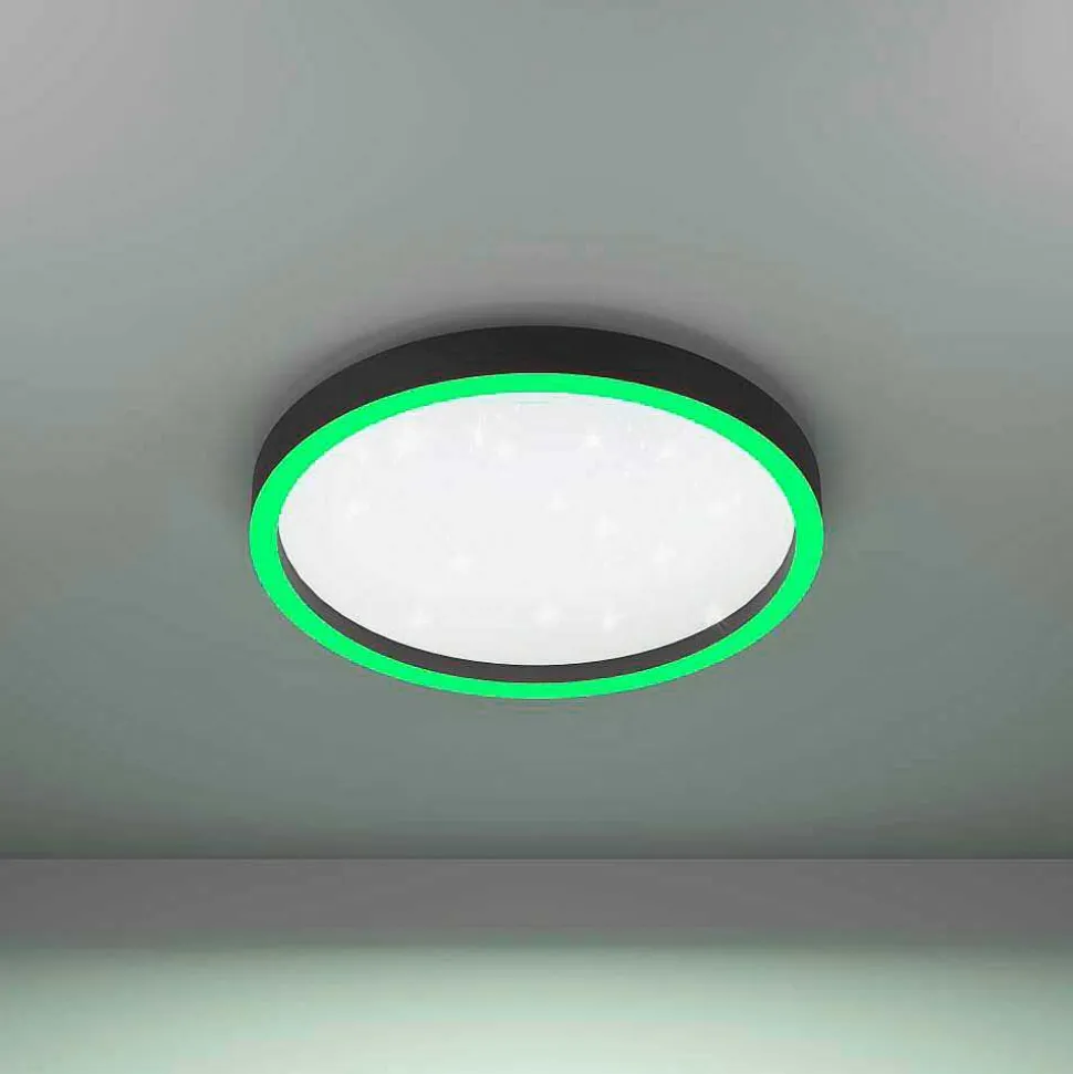 Plafonnier Eglo Montemorelos-Z Led Noir, 1 Lumiere, Changeur De Couleurs