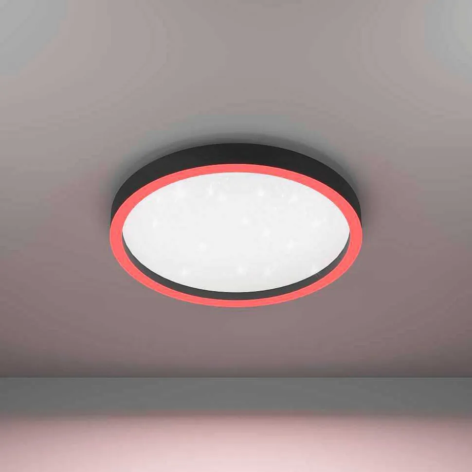Plafonnier Eglo Montemorelos-Z Led Noir, 1 Lumiere, Changeur De Couleurs