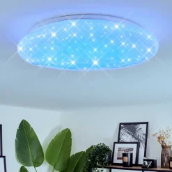 Plafonnier Esgos Led Blanc, 1 Lumiere, Telecommandes