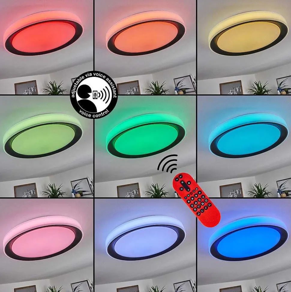 Plafonnier Gladstone Led Noir, Blanc, 1 Lumiere, Telecommandes