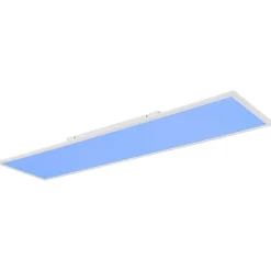 Plafonnier Globo Doro Led Blanc, 2 Lumieres, Telecommandes, Changeur De Couleurs