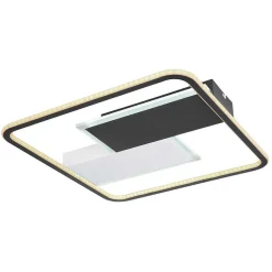 Plafonnier Globo Jenna Led Noir, Blanc, 1 Lumiere, Telecommandes