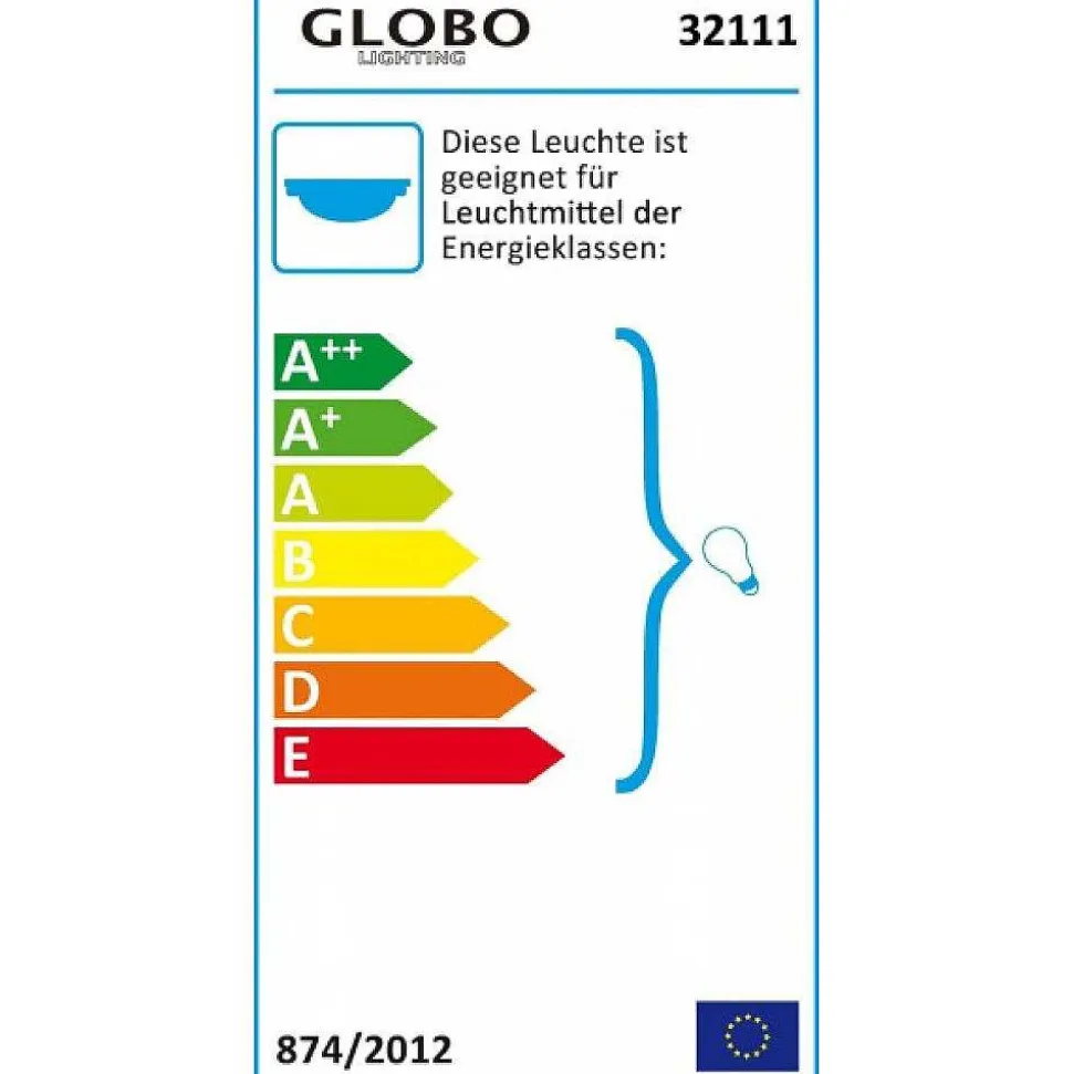 Plafonnier Globo Vranos Acier Inoxydable, Argente, Blanc, 1 Lumiere