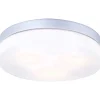 Plafonnier Globo Vranos Acier Inoxydable, Argente, Blanc, 3 Lumieres
