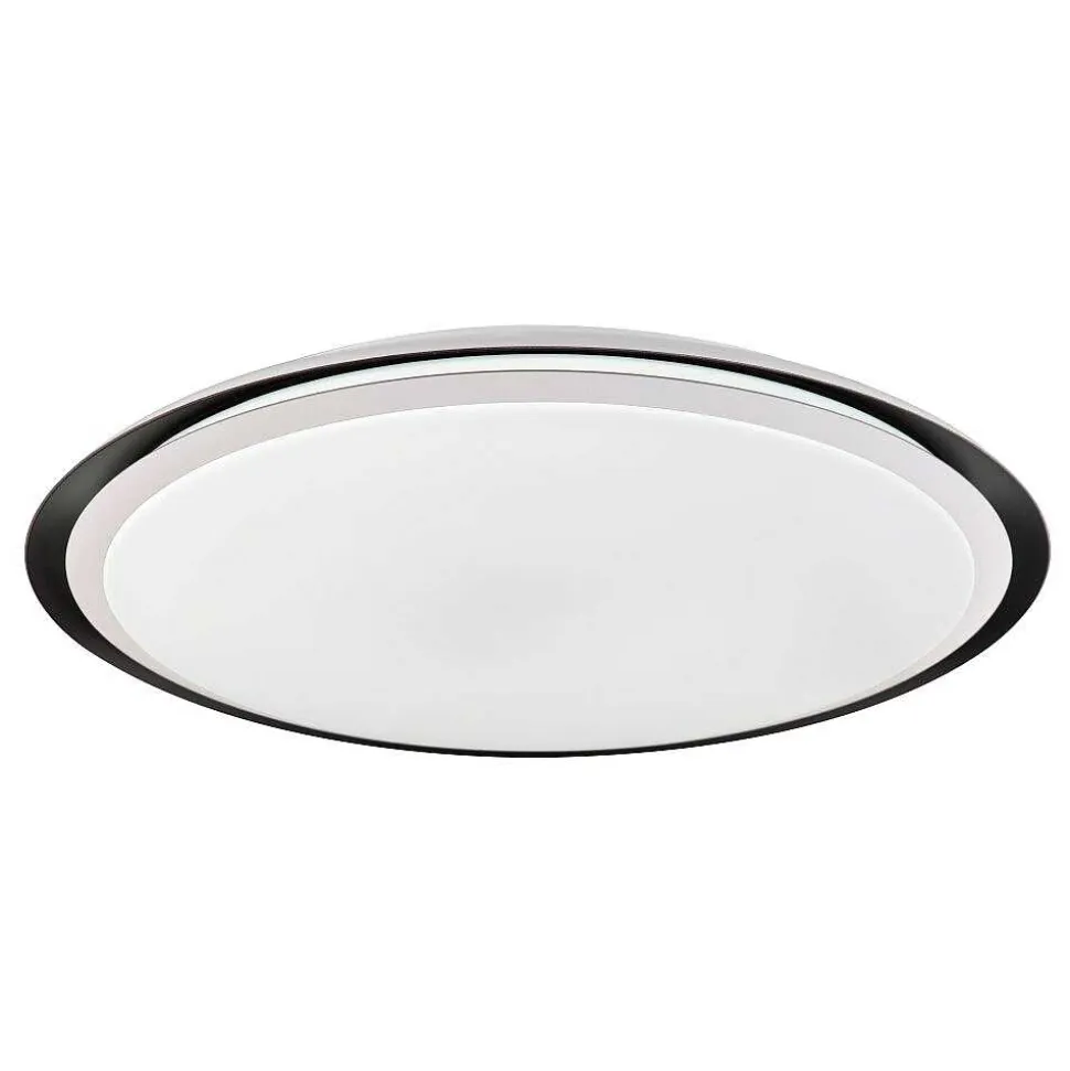 Plafonnier Globo Xaver Led Noir, Blanc, 2 Lumieres, Telecommandes, Changeur De Couleurs