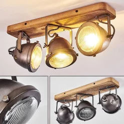 Plafonnier Glostrup Brun, Acier Inoxydable, 3 Lumieres