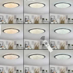 Plafonnier Gorgonta Led Blanc, 2 Lumieres, Telecommandes, Changeur De Couleurs