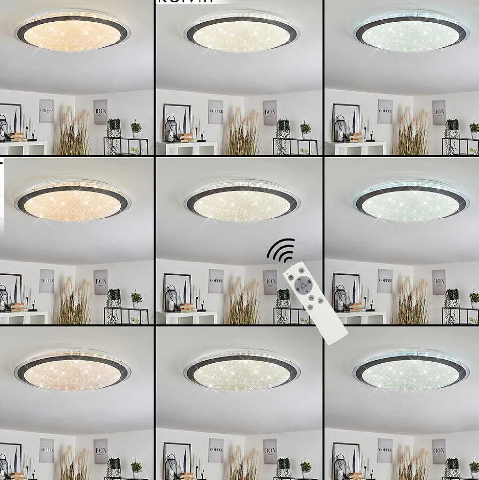 Plafonnier Gorgonta Led Blanc, 2 Lumieres, Telecommandes, Changeur De Couleurs