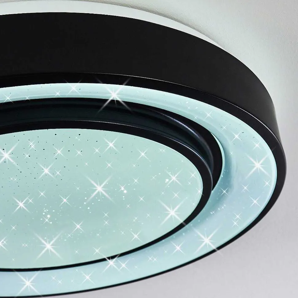 Plafonnier Grimacco Led Noir, 1 Lumiere, Changeur De Couleurs