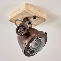 Plafonnier Herford Bois Clair, Cuivre, 1 Lumiere