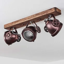 Plafonnier Herford Bois Fonce, Rouille, 3 Lumieres