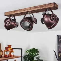 Plafonnier Herford Bois Fonce, Rouille, 3 Lumieres
