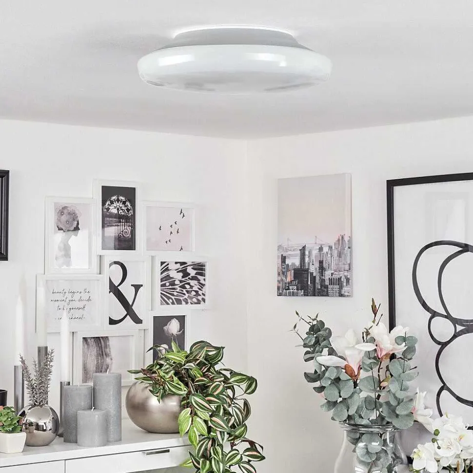 Plafonnier Idual Chloe Led Argente, Blanc, 1 Lumiere, Telecommandes, Changeur De Couleurs