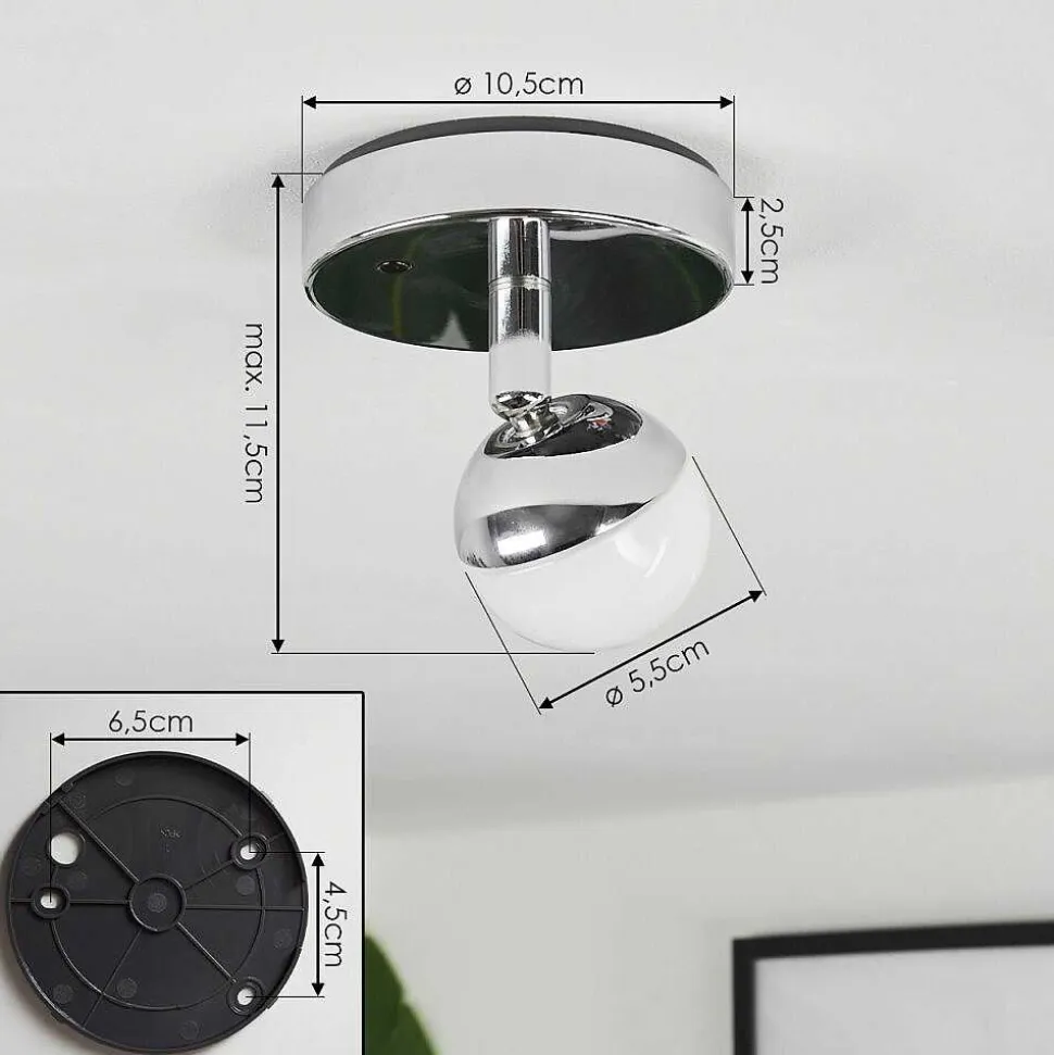Plafonnier Idual Olivine Led Chrome, 1 Lumiere, Telecommandes, Changeur De Couleurs