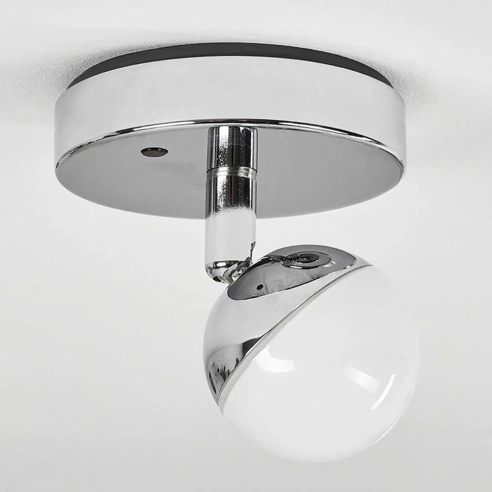 Plafonnier Idual Olivine Led Chrome, 1 Lumiere, Telecommandes, Changeur De Couleurs