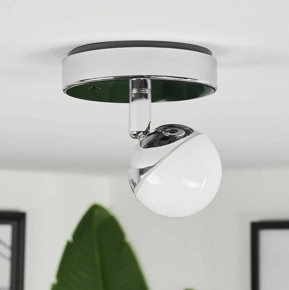 Plafonnier Idual Olivine Led Chrome, 1 Lumiere, Telecommandes, Changeur De Couleurs