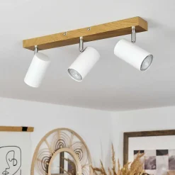 Plafonnier Javel Brun, Chrome, Couleur Bois, 3 Lumieres