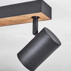 Plafonnier Javel Brun, Couleur Bois, Noir, 6 Lumieres