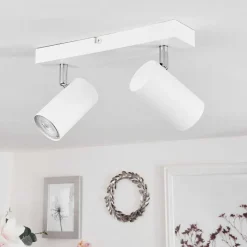 Plafonnier Javel Chrome, Blanc, 2 Lumieres