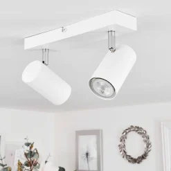 Plafonnier Javel Chrome, Blanc, 2 Lumieres