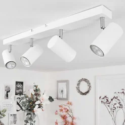 Plafonnier Javel Chrome, Blanc, 4 Lumieres
