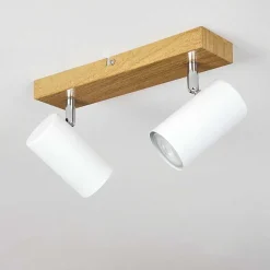 Plafonnier Javel Chrome, Couleur Bois, 2 Lumieres
