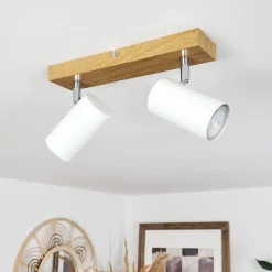 Plafonnier Javel Chrome, Couleur Bois, 2 Lumieres