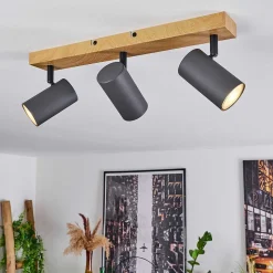 Plafonnier Javel Couleur Bois, Noir, 3 Lumieres