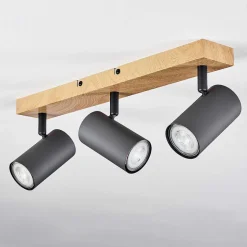 Plafonnier Javel Couleur Bois, Noir, 3 Lumieres