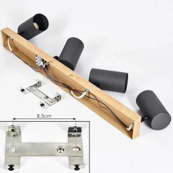 Plafonnier Javel Couleur Bois, Noir, 4 Lumieres