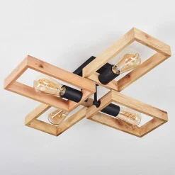 Plafonnier Kouk Ecru, Noir, 4 Lumieres