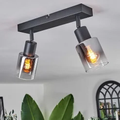 Plafonnier Leteque Noir, 2 Lumieres