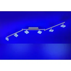 Plafonnier Leuchten-Direkt Sabi Led Nickel Mat, 6 Lumieres, Telecommandes, Changeur De Couleurs